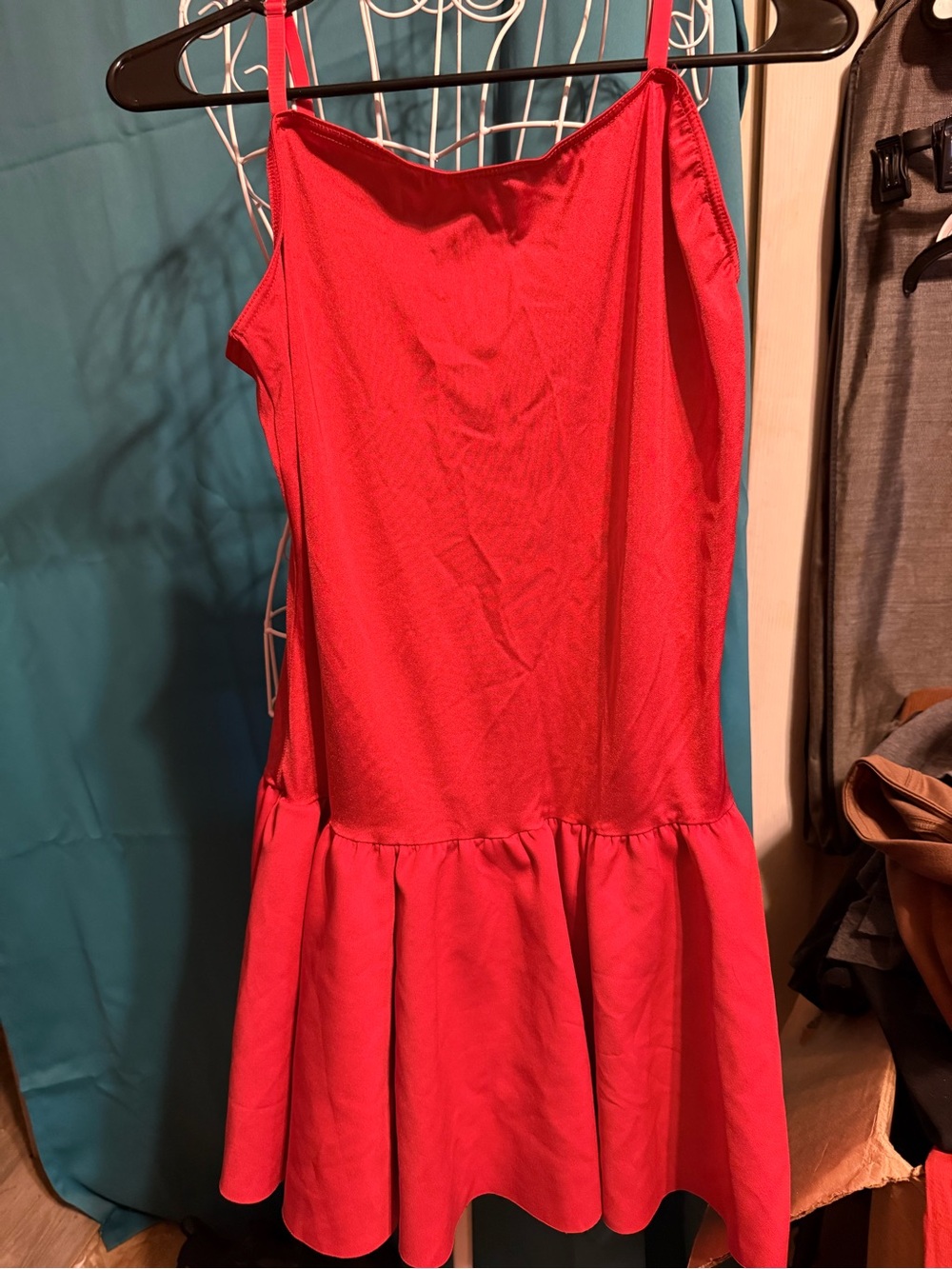 Weissman Bright Red Sleeveless Drop-Waist Dress